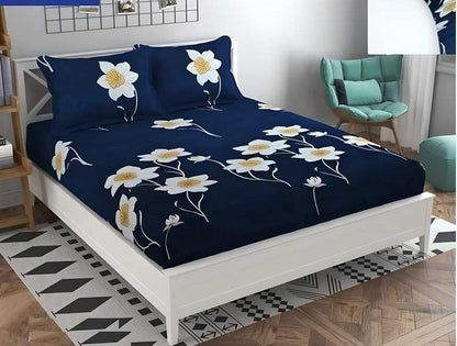 Fitted Bedsheet Contrast Pillow Cover Set(360 degree elastic)