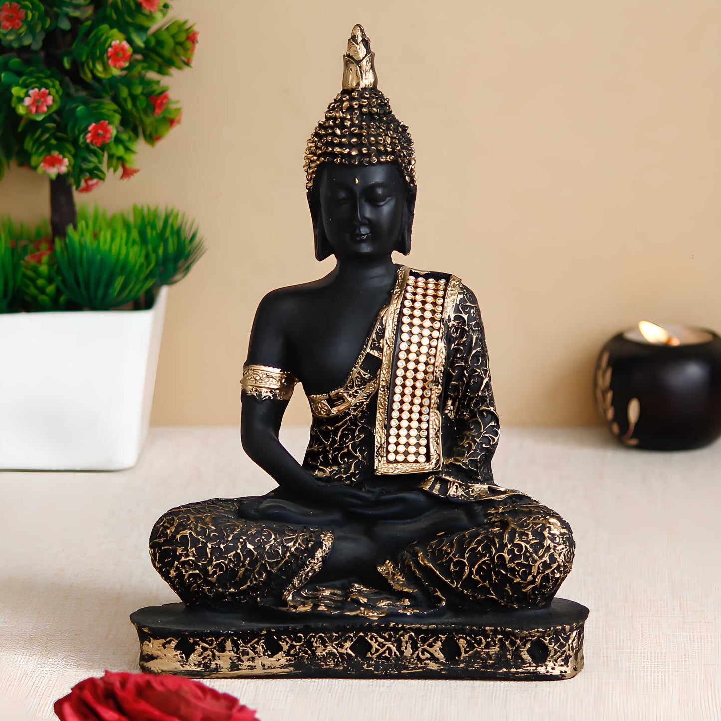 Black & Golden Buddha Showpiece