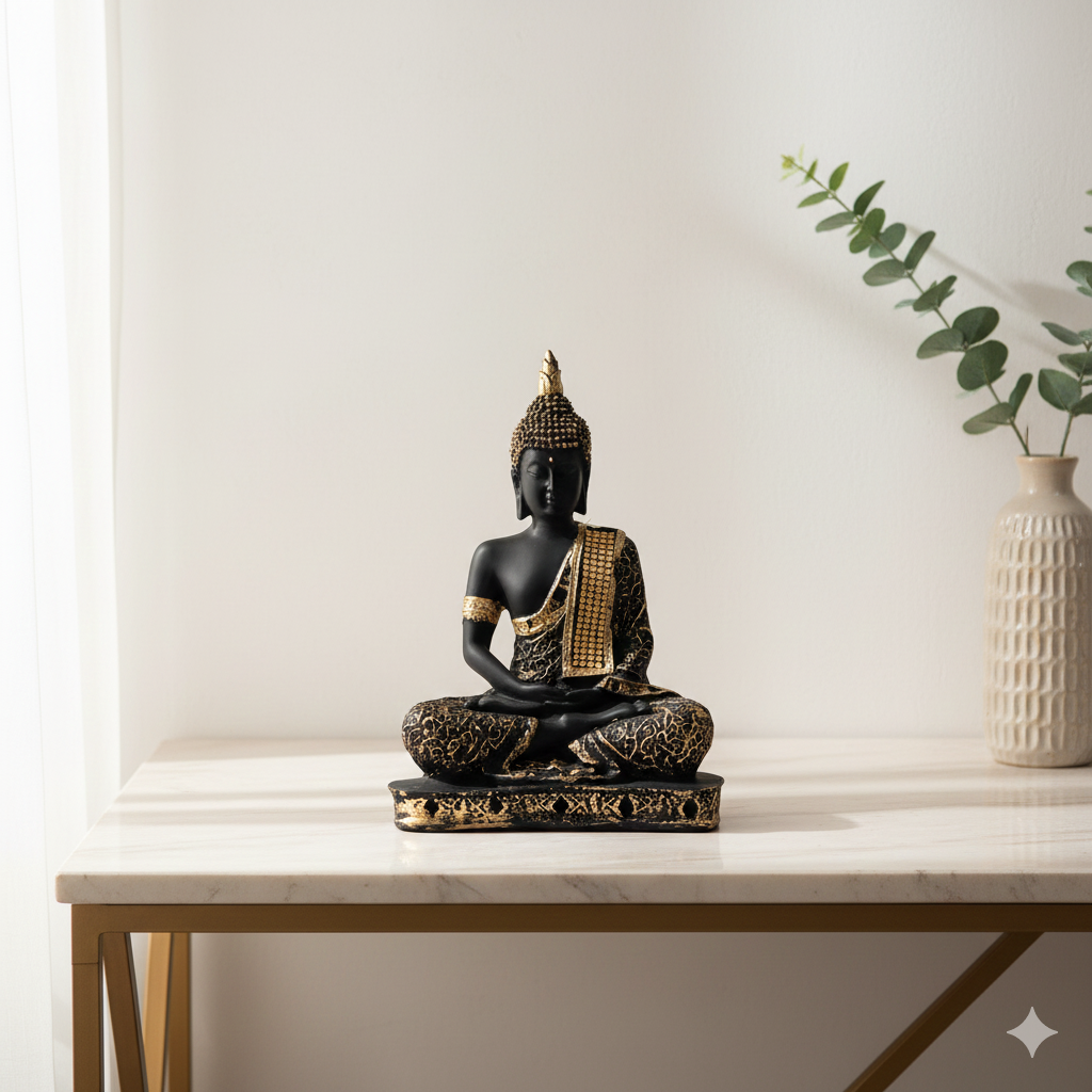 Black & Golden Buddha Showpiece