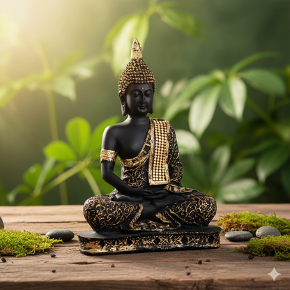 Black & Golden Buddha Showpiece