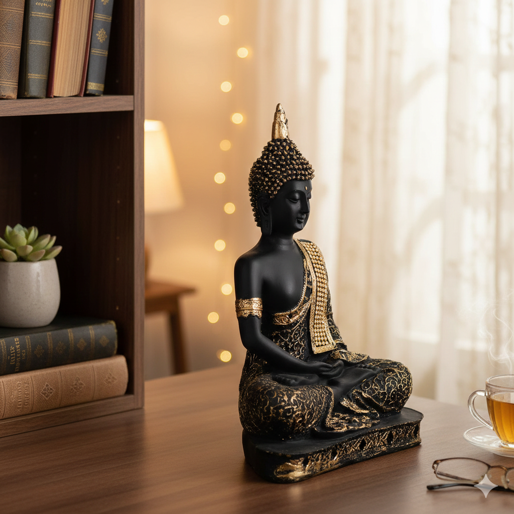 Black & Golden Buddha Showpiece