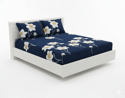 Fitted Bedsheet Contrast Pillow Cover Set(360 degree elastic)