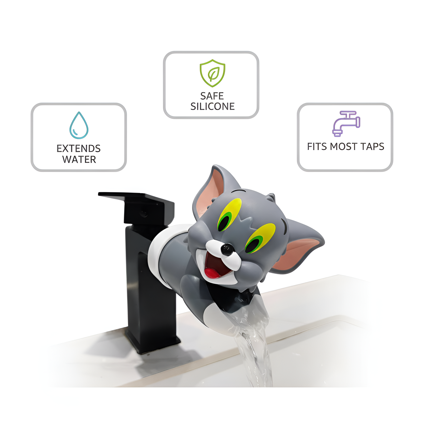 Tom & Jerry Cartoon Tap Extender for Kids - Fun & Safe Hand Wash Helper (Pack of 2)