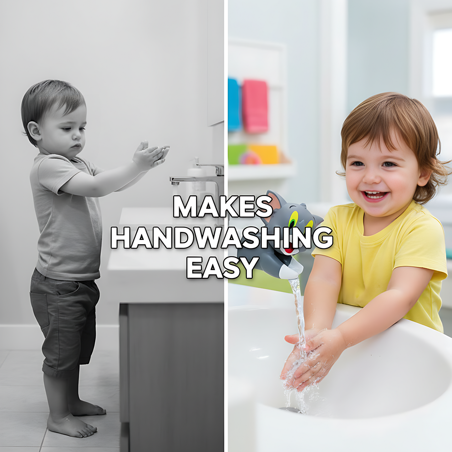 Tom & Jerry Cartoon Tap Extender for Kids - Fun & Safe Hand Wash Helper (Pack of 2)